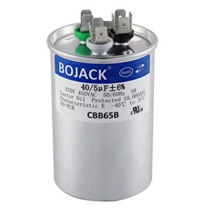 BOJACK 40+5 uF 40/5 MFD ±6% 370V/440 VAC CBB65 Dual Run Circular Start Capacitor for AC Motor Run or Fan Start or Condenser Straight