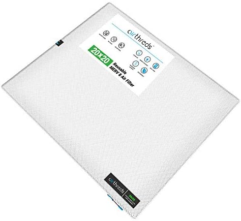 AirThreds 20x20x1 Air Filter for AC HVAC Furnace, Machine Washable & Dryer Friendly MREV 8 Plus Reusable Air Filters