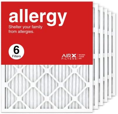 AIRx Filters Allergy 20x25x1 MERV 11 Pleated Air Filter - Made in the USA - Box of 6