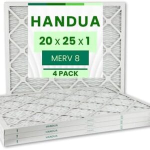 Handua 20x25x1 Air Filter MERV 8, Plated Furnace AC Air Replacement Filter, 4 Pack (Actual Size: 19.75" x 24.75" x 0.75")