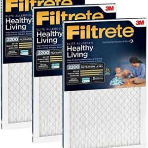 Filtrete MPR 2200 16 x 25 x 1 Healthy Living Elite Allergen Reduction HVAC Air Filter, Delivers Cleaner Air Throughout Your Home, 3-Pack
