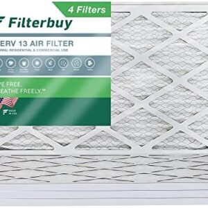 Filterbuy 14x24x1 Air Filter MERV 13 Optimal Defense (4-Pack), Pleated HVAC AC Furnace Air Filters Replacement (Actual Size: 13.38 x 23.38 x 0.75 Inches)