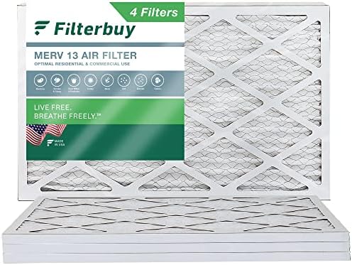 Filterbuy 14x24x1 Air Filter MERV 13 Optimal Defense (4-Pack), Pleated HVAC AC Furnace Air Filters Replacement (Actual Size: 13.38 x 23.38 x 0.75 Inches)