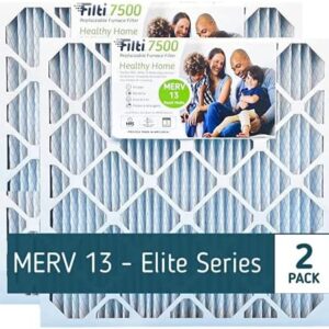 Filti 7500 Pleated Home HVAC Furnace 20 x 25 x 4 MERV 13 Replacement Air Filter with Reduced Carbon Footprint and Nanofiber Technology (2 Pack)