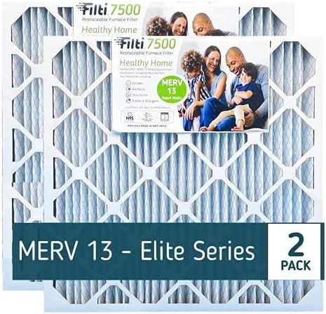 Filti 7500 Pleated Home HVAC Furnace 20 x 25 x 4 MERV 13 Replacement Air Filter with Reduced Carbon Footprint and Nanofiber Technology (2 Pack)