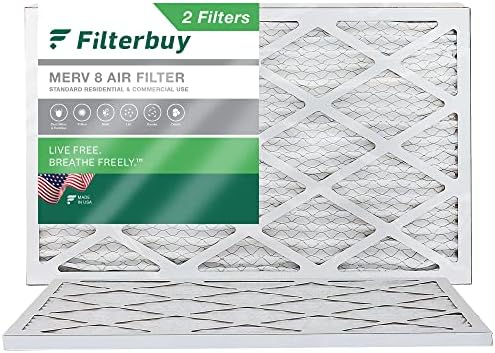 Filterbuy 12x25x1 Air Filter MERV 8 Dust Defense (2-Pack), Pleated HVAC AC Furnace Air Filters Replacement (Actual Size: 11.75 x 24.75 x 0.75 Inches)