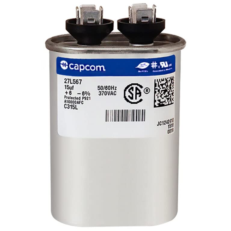 15 MFD uF 15 Single Run Capacitor 370 vac Volts AC Motor # 27L567 C315L