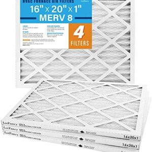 LotFancy 16x20x1 Air Filters, 4 Pack, MERV 8 Pleated AC Furnace Filters, MPR 600, Air Conditioner HVAC Filter Replacement Box