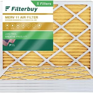 Filterbuy 18x24x1 Air Filter MERV 11 Allergen Defense (5-Pack), Pleated HVAC AC Furnace Air Filters Replacement (Actual Size: 17.38 x 23.38 x 0.75 Inches)