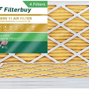 Filterbuy 14x24x1 Air Filter MERV 11 Allergen Defense (4-Pack), Pleated HVAC AC Furnace Air Filters Replacement (Actual Size: 13.38 x 23.38 x 0.75 Inches)