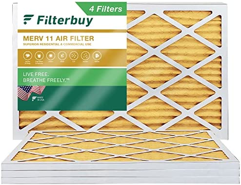 Filterbuy 14x24x1 Air Filter MERV 11 Allergen Defense (4-Pack), Pleated HVAC AC Furnace Air Filters Replacement (Actual Size: 13.38 x 23.38 x 0.75 Inches)