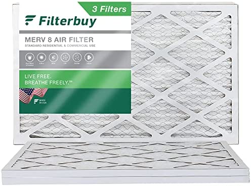 Filterbuy 12x30x1 Air Filter MERV 8 Dust Defense (3-Pack), Pleated HVAC AC Furnace Air Filters Replacement (Actual Size: 11.63 x 29.50 x 0.75 Inches)