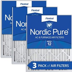 Nordic Pure 20x25x2 MERV 12 Pleated AC Furnace Air Filters 3 Pack
