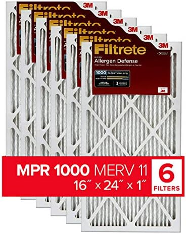 Filtrete 16x24x1 Air Filter MPR 1000 MERV 11, Micro Allergen Defense, 6-Pack (exact dimensions 15.81x23.81x0.81)