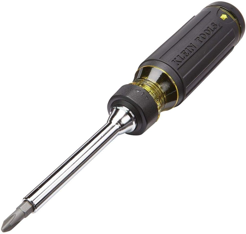 Klein Tools 32305 Multi-bit Ratcheting Screwdriver, 15-in-1 Tool with Phillips, Slotted, Torx and Combo Bits and 1/4-Inch Nut Driver 27 in 1 Multi Bit Precision Screwdriver with Tamperproof Bit