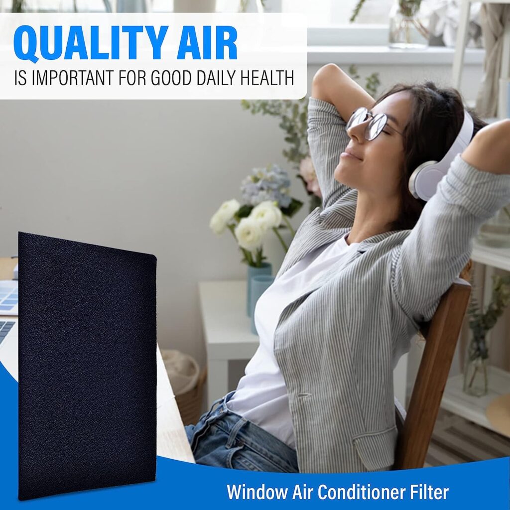 2 Pack Air Conditioner Foam Replacement Filter - 24 in x 15 in x 1/4 in Washable and Reusable for AC Window Unit