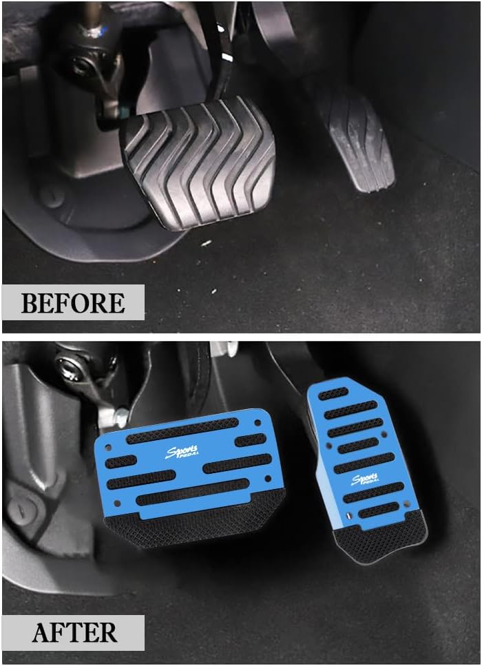 2PCS Non-Slip Car Pedal Covers,Premium Aluminum Alloy Gas and Brake Pedals Covers for Safe Driving,Car Mods Accessories Fits Automatic Transmission Car Truck SUV Van (Blue/2pcs)