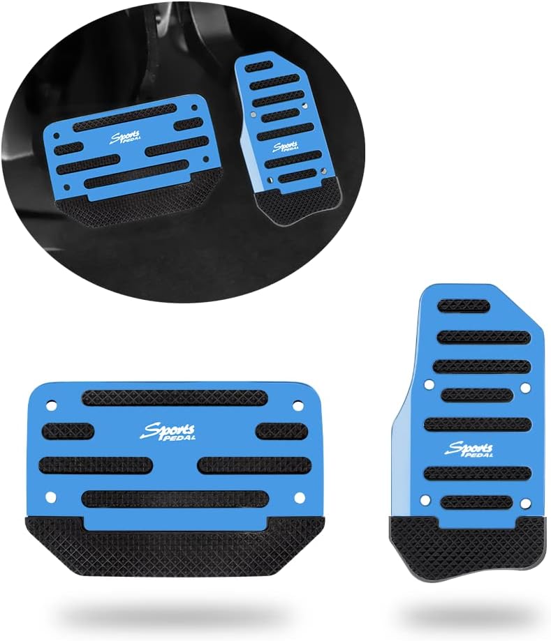 2PCS Non-Slip Car Pedal Covers,Premium Aluminum Alloy Gas and Brake Pedals Covers for Safe Driving,Car Mods Accessories Fits Automatic Transmission Car Truck SUV Van (Blue/2pcs)