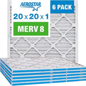 aerostar 20x20x1 merv 8 pleated air filter ac furnace air filter 6 pack actual size 19 34 x 19 34 x 34 1