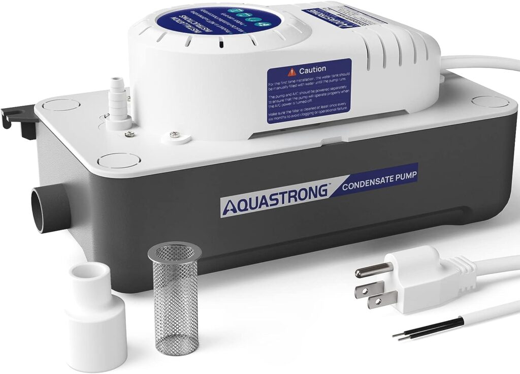 Aquastrong 1/38HP 85 GPH HAVC Condensate Pump, 115V/230V, Automatic Safety Switch, AC Condensate Removal for Air Conditioner, Furnace, Dehumidifier, 3.3 Power Cord