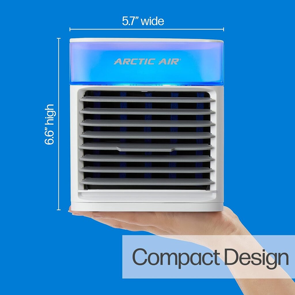 Arctic Air Pure Chill 2.0 Evaporative Air Cooler by Ontel - Powerful, Quiet, Lightweight and Portable Space Cooler with Hydro-Chill Technology For Bedroom, Office, Living Room  More