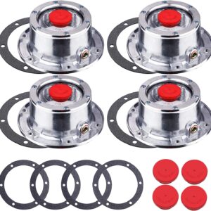 cheemuii 343 4009 trailer hub cap 4 pcs 3434009 aluminum hubcaps for trailer axle with extra 4 pcs rubber plugs and gask 5