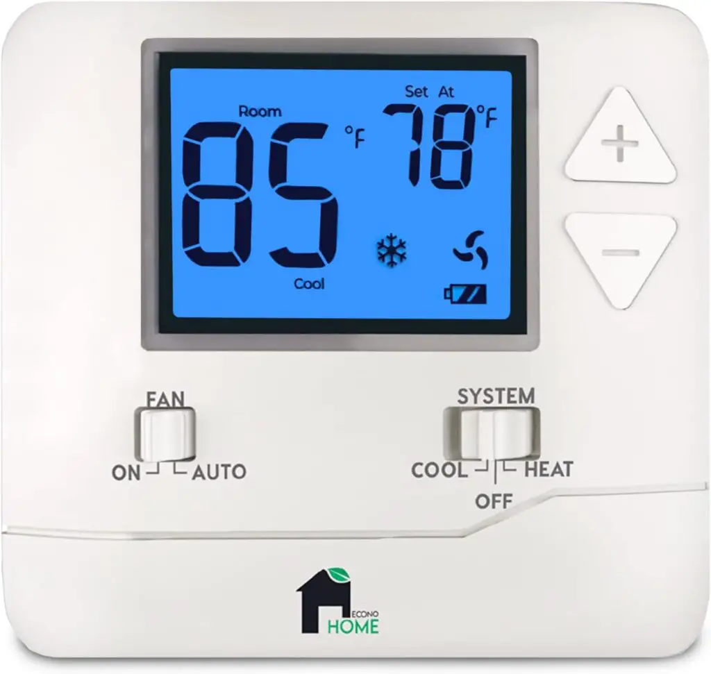 EconoHome Non-Programmable Thermostat for Home - Heat  Cooling Temperature Control - Easy to Install - Digital Thermostat for Central Gas, Oil, Electric Furnaces, Single Stage Systems