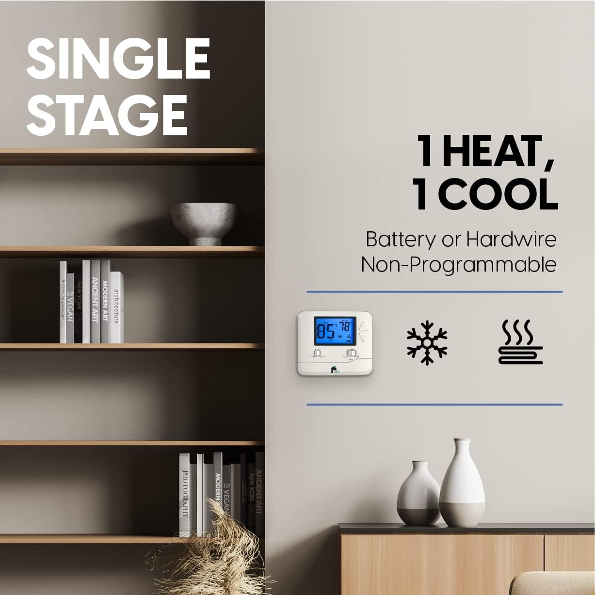 EconoHome NonProgrammable Thermostat For Home Heat & Cooling