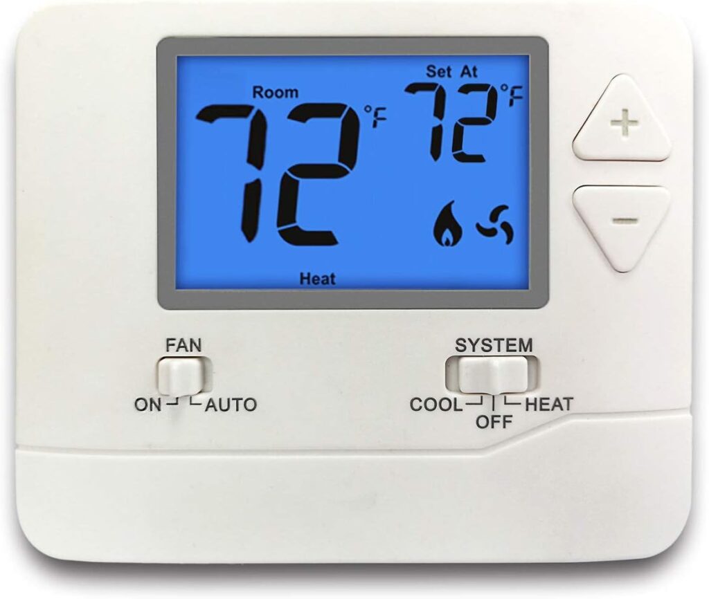 ELECTECK Non-Programmable Digital Thermostat for Home, up to 1 Heat/1 Cool with Large LCD Display, Compatible with Single Stage Electrical and Gas/Oil System, White