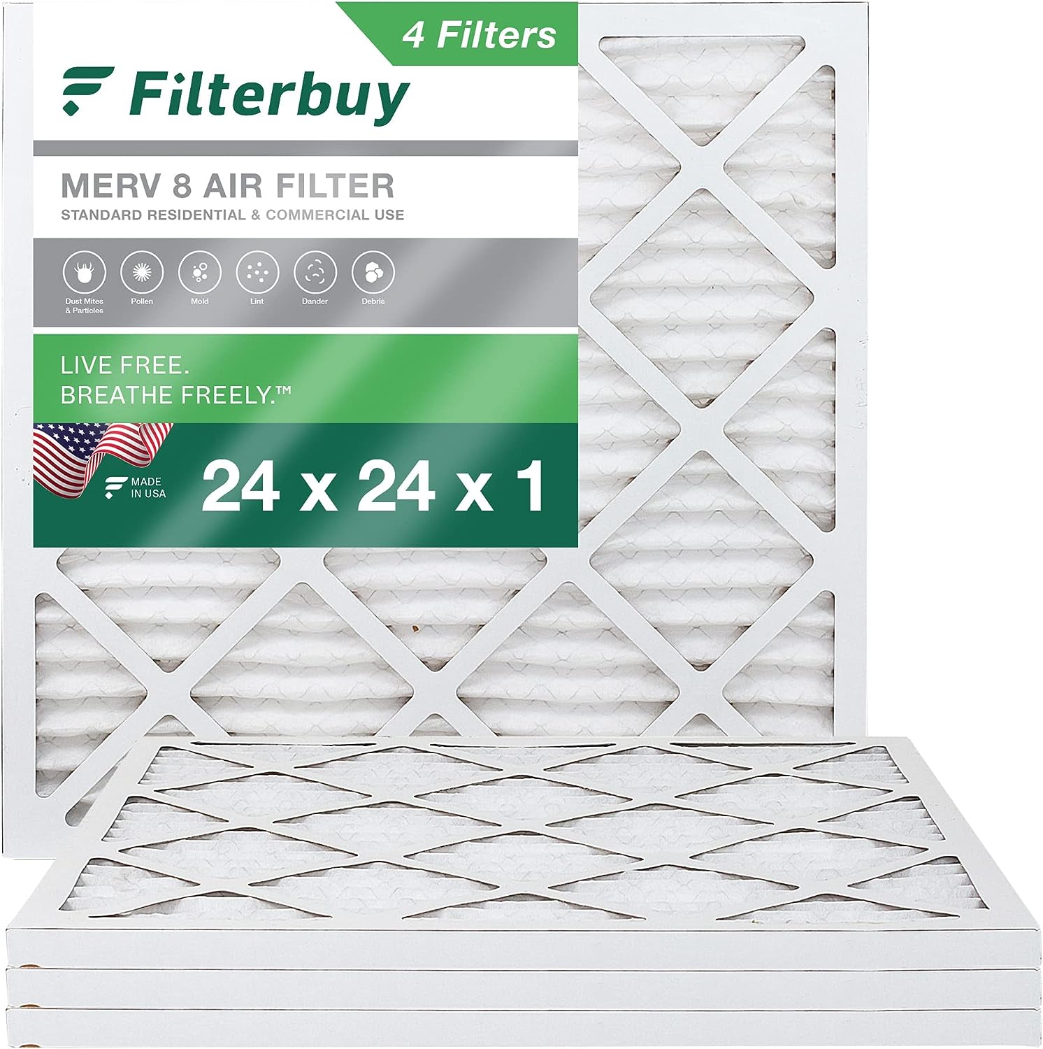 filterbuy 24x24x1 air filter merv 8 dust defense 4 pack review