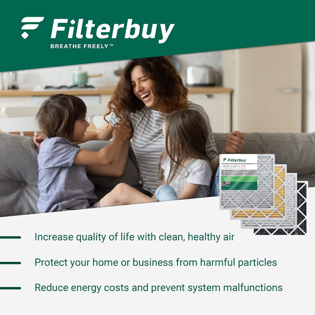Filterbuy 24x30x1 Air Filter MERV 8 Dust Defense (4-Pack), Pleated HVAC AC Furnace Air Filters Replacement (Actual Size: 23.50 x 29.50 x 0.75 Inches)
