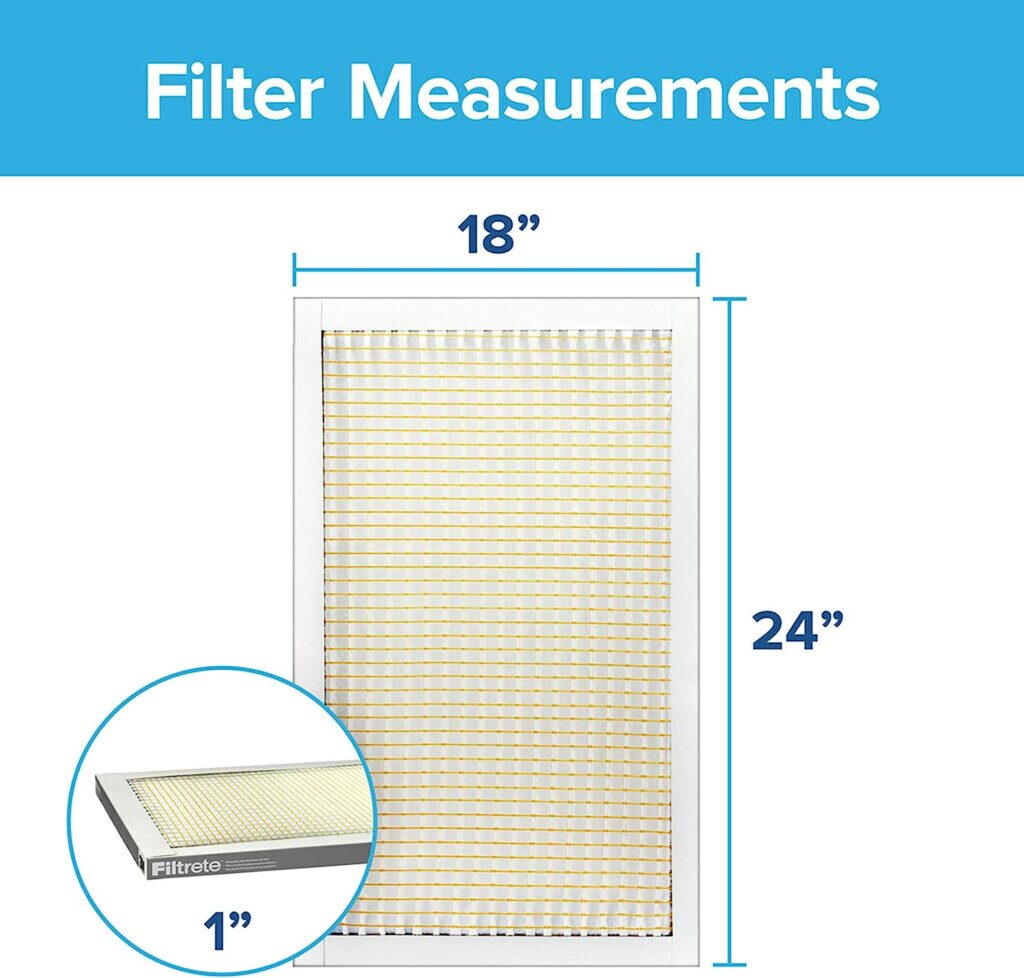 Filtrete 18x24x1 Air Filter, MPR 300, MERV 5, Clean Living Basic Dust 3-Month Pleated 1-Inch Air Filters, 6 Filters