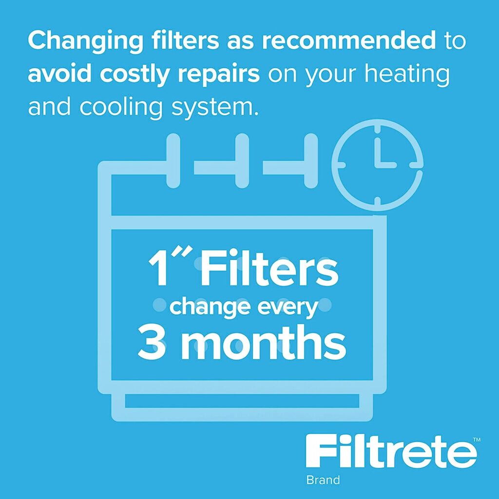 Filtrete 20x24x1 Air Filter, MPR 300, MERV 5, Clean Living Basic Dust 3-Month Pleated 1-Inch Air Filters, 6 Filters