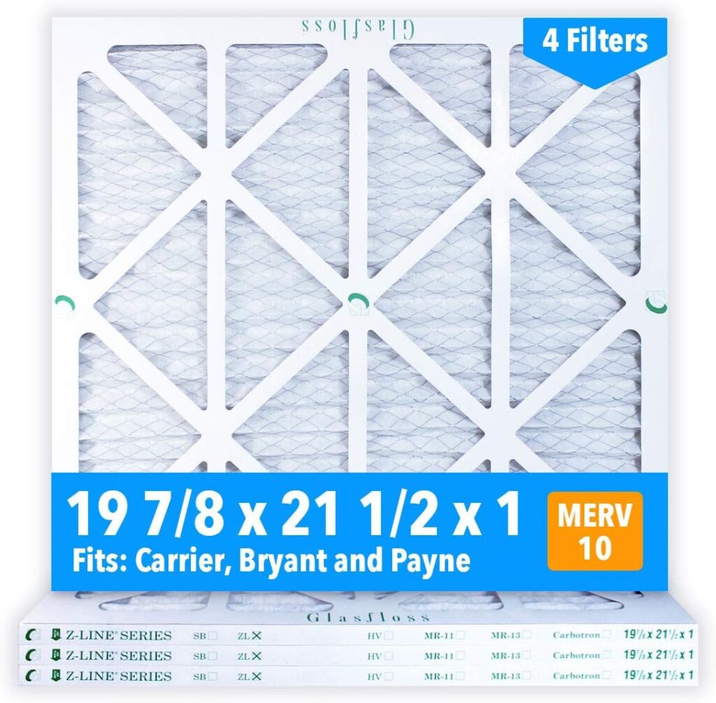 Glasfloss 19-7/8 x 21-1/2 x 1 Air Filters (Case of 4), MERV 10, Pleated, Made in USA