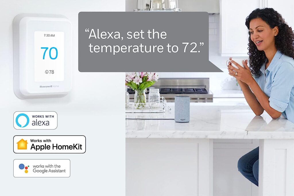 Honeywell Home T9 WiFi Smart Thermostat with 1 Smart Room Sensor, Touchscreen Display, Alexa and Google Assist