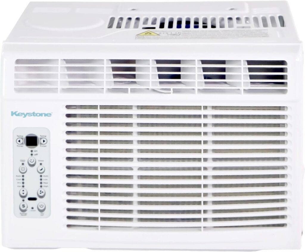 Keystone 5,000 BTU Window Mounted Air Conditioner  Dehumidifier with Smart Remote Control - Quiet Window AC Unit for Apartment, Living Room, Bathroom  Small Rooms up to 150 Sq.Ft.