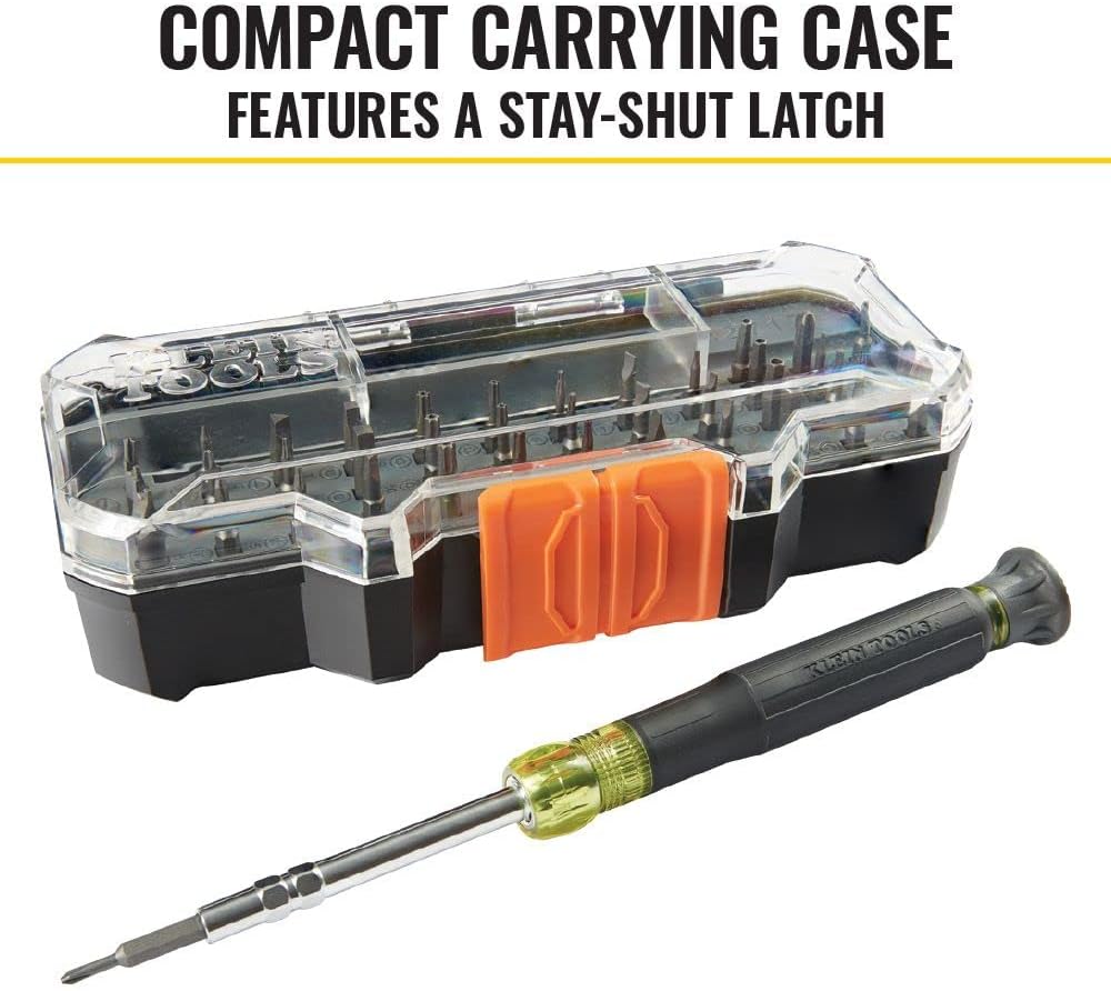 Klein Tools 32717 Precision Screwdriver Set with Case, All-in-One Multi-Function Repair Tool Kit Includes 39 Bits for Apple Products