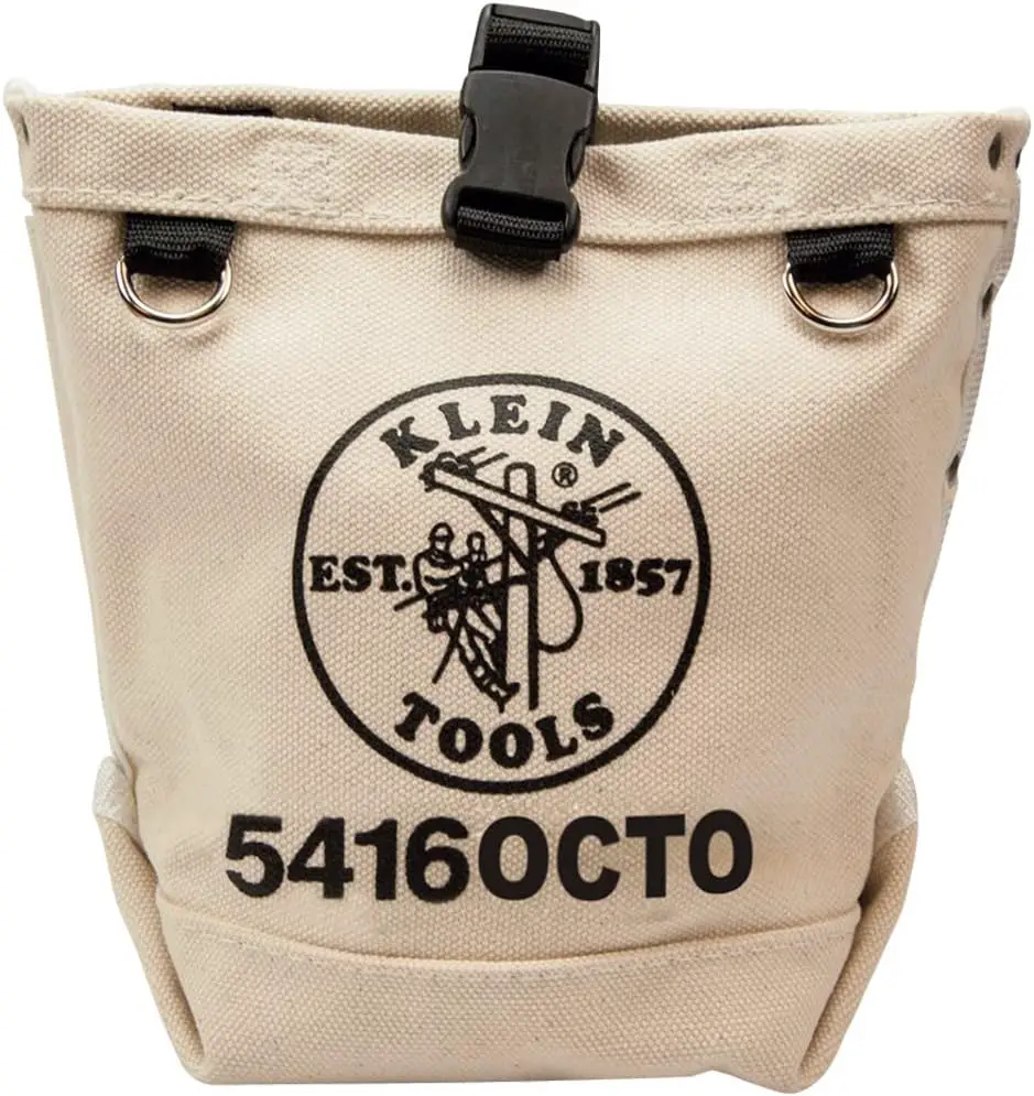 Klein Tools 5416OCTO Tool Bag, Bull-Pin and Bolt Pouch, No. 4 Canvas with Tunnel Connection, 5 x 5 x 9-Inch