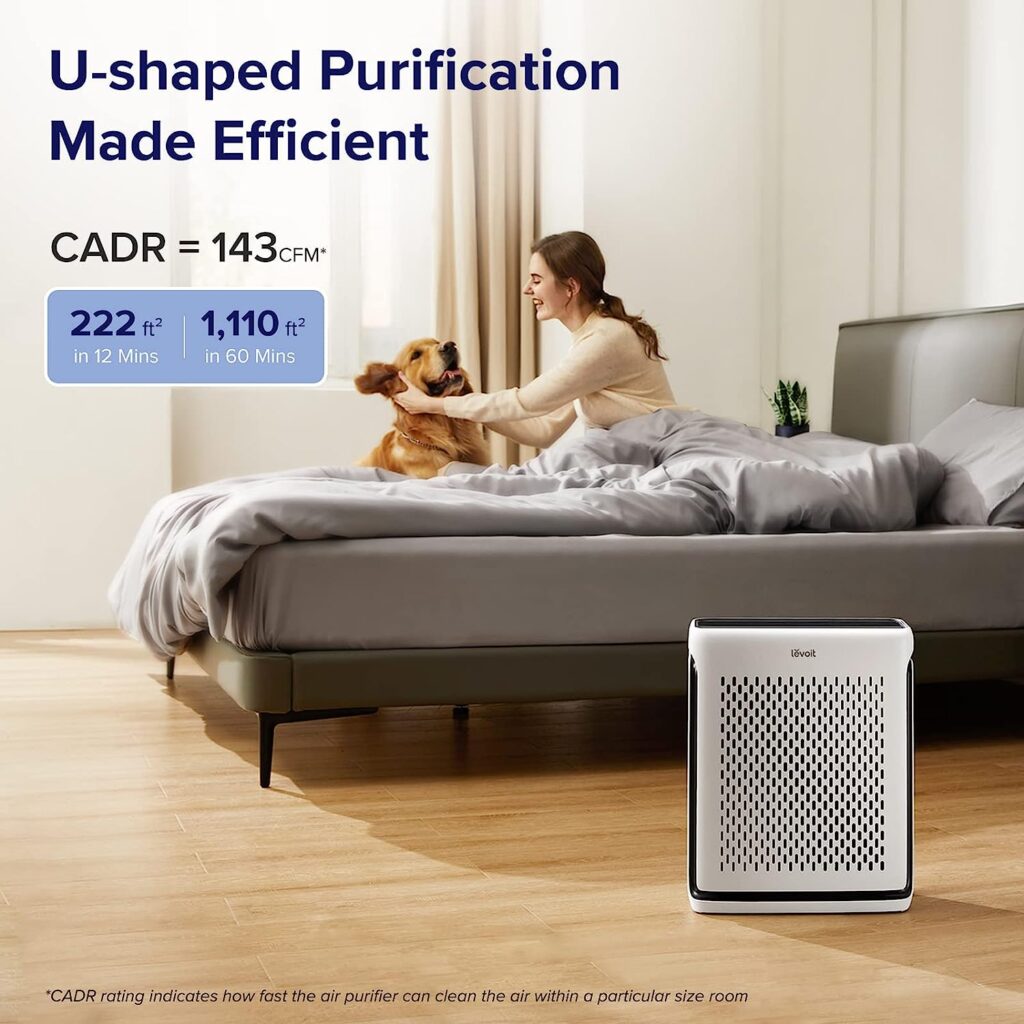 LEVOIT Air Purifiers for Home Large Room Bedroom Up to 1110 FtÂ² with Air Quality and Light Sensors, Smart WiFi, Washable Filters, HEPA Filter Captures Pet Hair, Allergies, Dust, Smoke, Vital 100S
