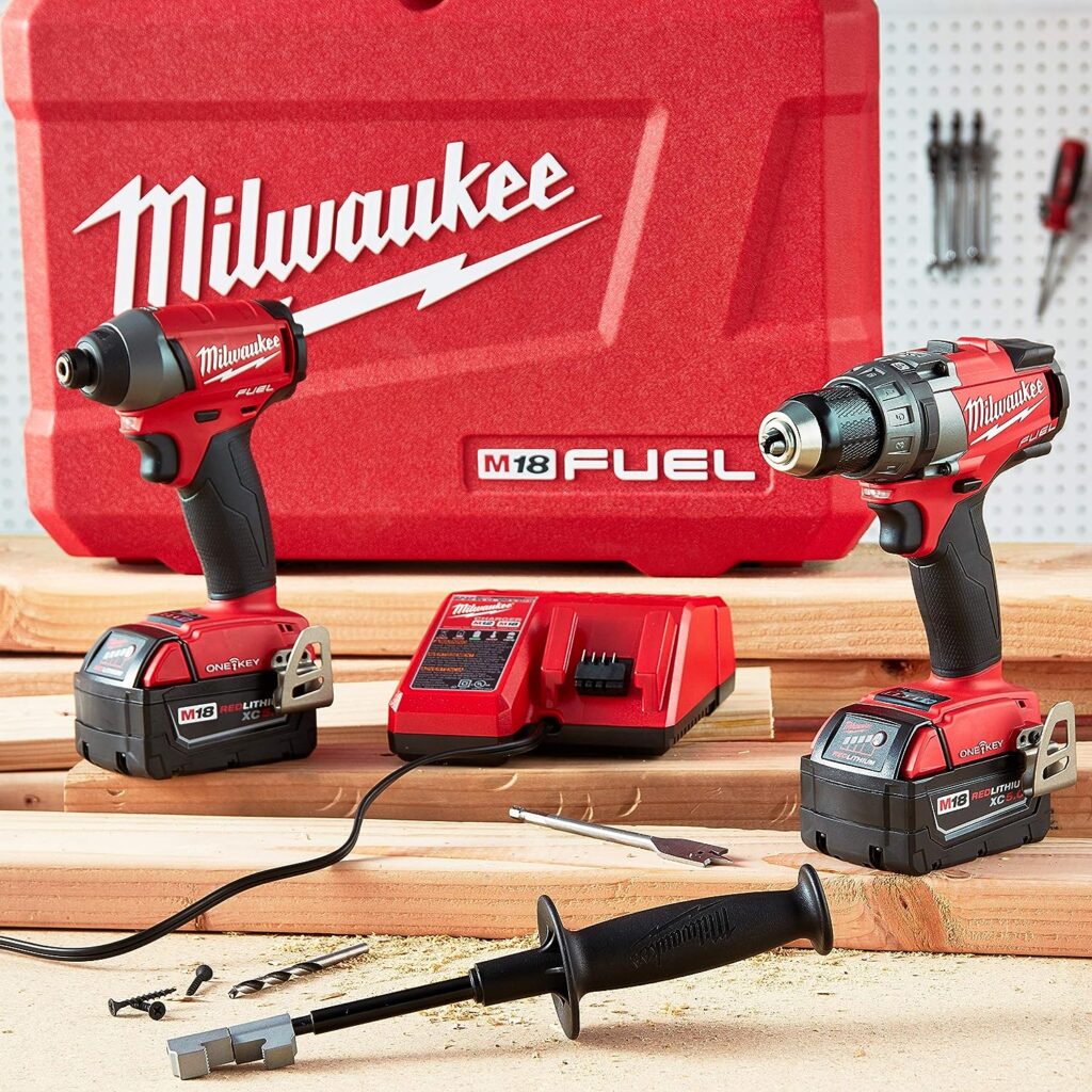 Milwaukee 2796-22 M18 FUEL ONE-KEY 18-Volt Lithium-Ion Brushless Cordless Hammer Drill/Impact Driver Combo Kit