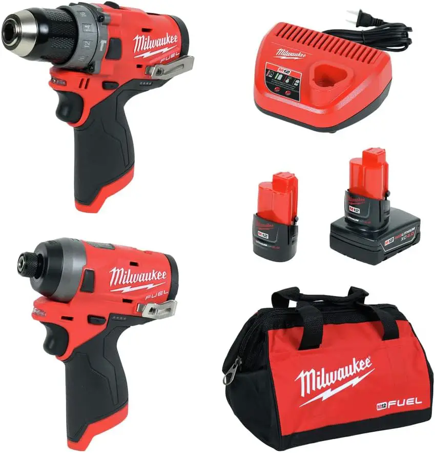 Milwaukee Electric Tools 2598-22 M12 Fuel 2 Pc Kit- 1/2 Hammer Drill  1/4 Impact