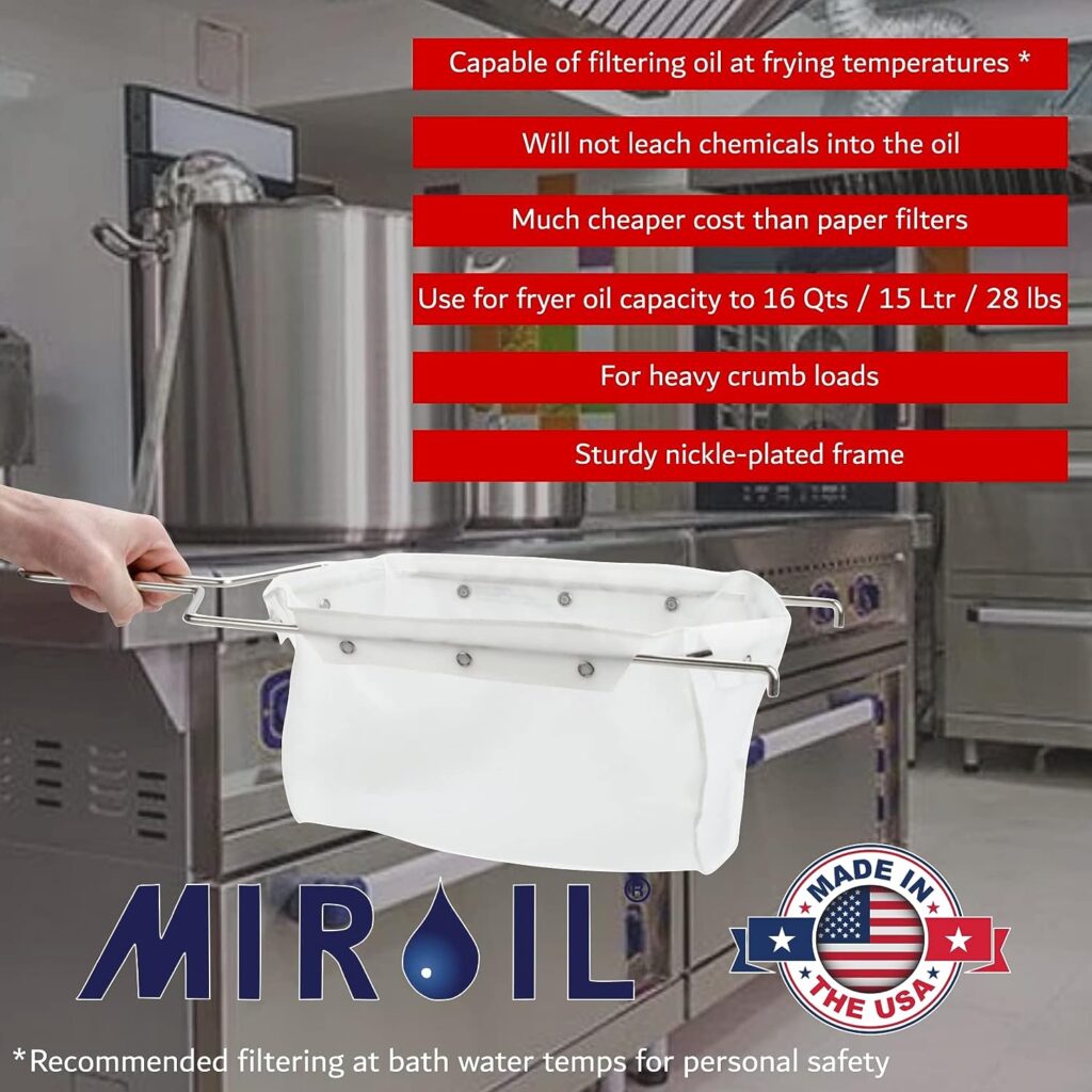 Miroil B6PS Fryer Filter Bag  Frame, MirOil EZ Flow Filter Bag Combination, Part 02852, Use to Filter Fry Oil, Suitable for 70 lb Polishing Oil, Durable, Easy to Clean with Hot Water