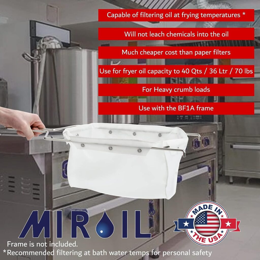 Miroil RB6PS EZ Flow Fryer Oil Filter Bag, Part 12852 Bag Only, No Frame included, Use to Filter Fry Oil, Suitable for 70 lb Polishing Oil, Durable, Easy to Clean with Hot Water