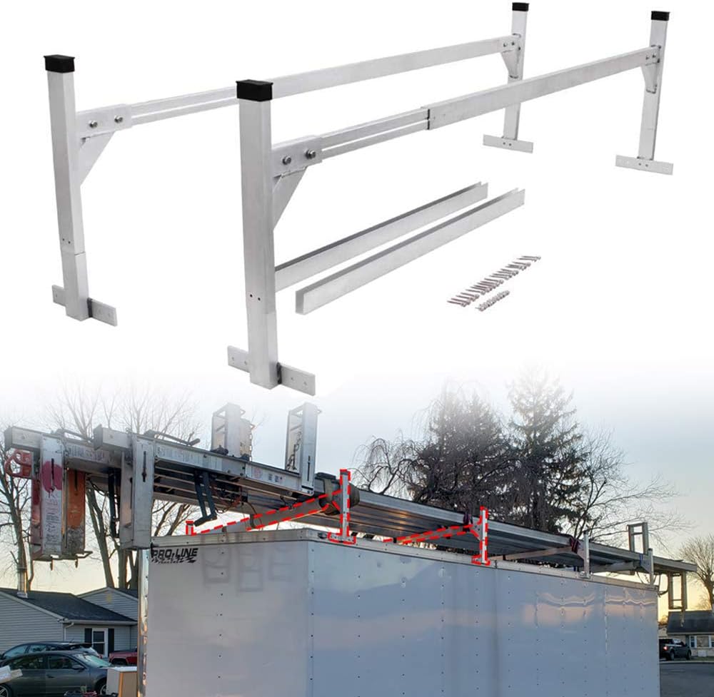 NIXFACE Adjustable Aluminum Trailer Ladder Rack Fit for Open and Enclosed Trailers