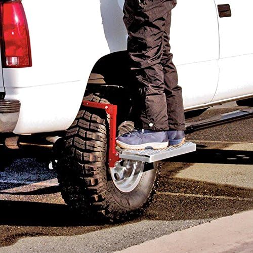 Powerbuilt Heavy Duty Tire Step for Truck, SUV, Non-Slip Steel Surface, Adjustable to Fit Tire, Fold Flat for Storage â 647596 Large