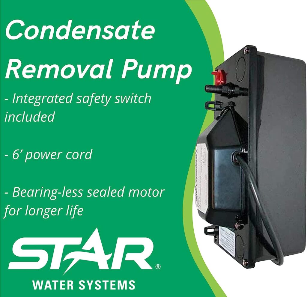 Star COND1 1/6 HP Automatic Condensate Removal Pump with Safety Switch (Low Profile) Multi-Purpose for HVAC, Dehumidifier, Furnace, Air Conditioner Condensation, 78 GPH