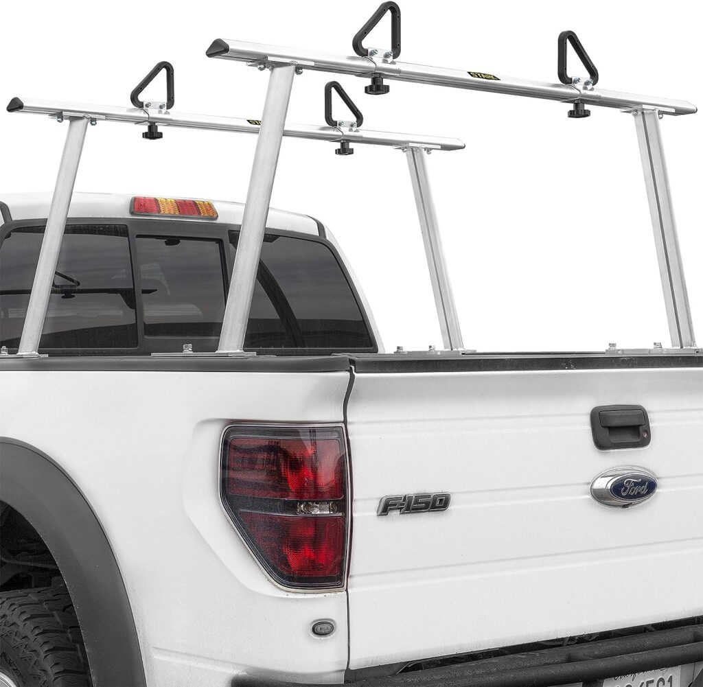 Stark Universal Truck Rack Extendable Aluminum Pick Up Truck Ladder Rack Contractor Pipe Rack (No-Drilling Required) 1,000lbs Capacity