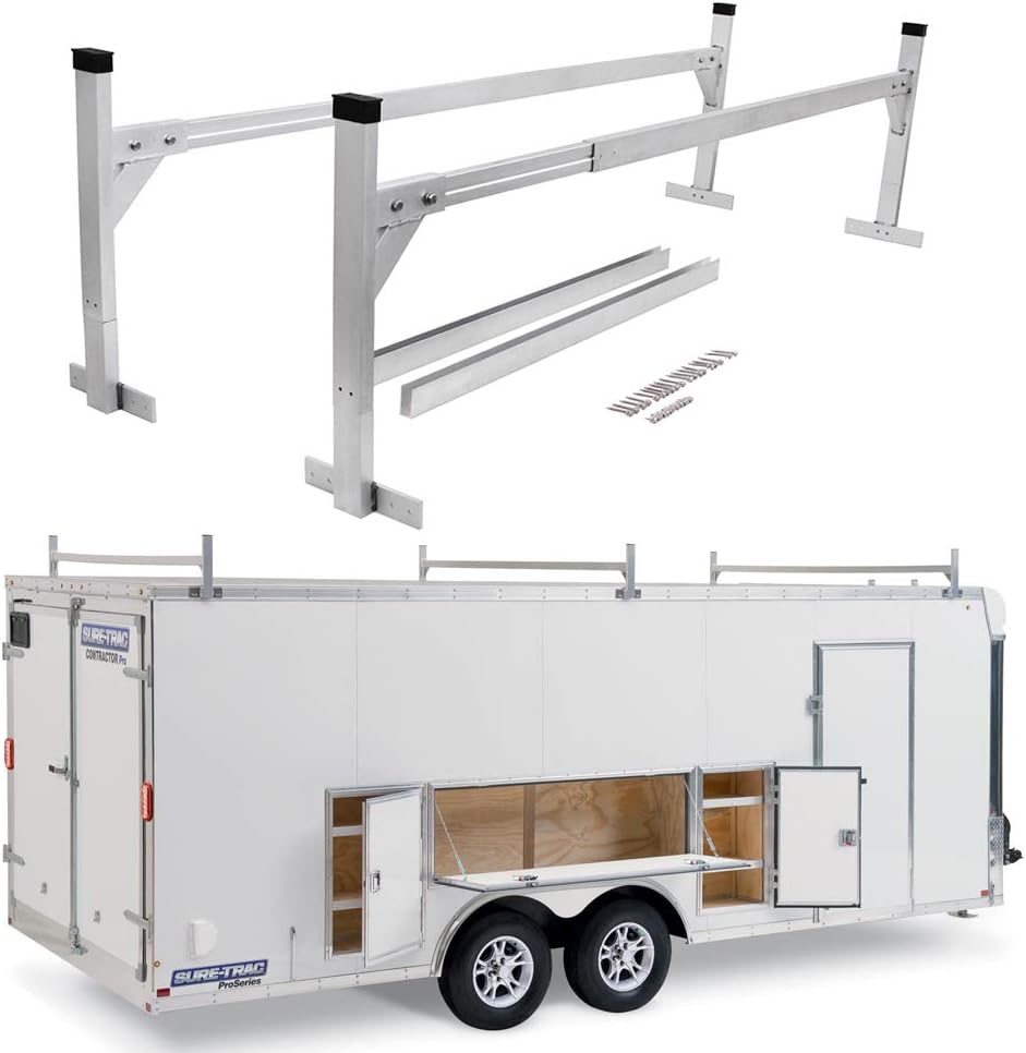 StarONE Adjustable Aluminum Trailer Ladder Rack Fit for Open and Enclosed Trailers