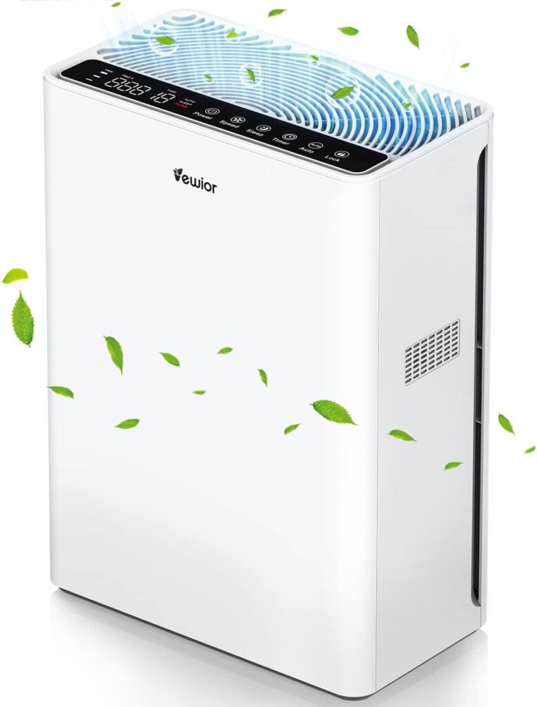 VEWIOR Air Purifiers For Home Large Room Up To 1730 sqft H13 HEPA Air Purifiers Filter With Filter Reminder Timer Sleep Air Quality Display,15 DB Quiet Air Cleaner For Pets Dander Smell Smoke Pollen