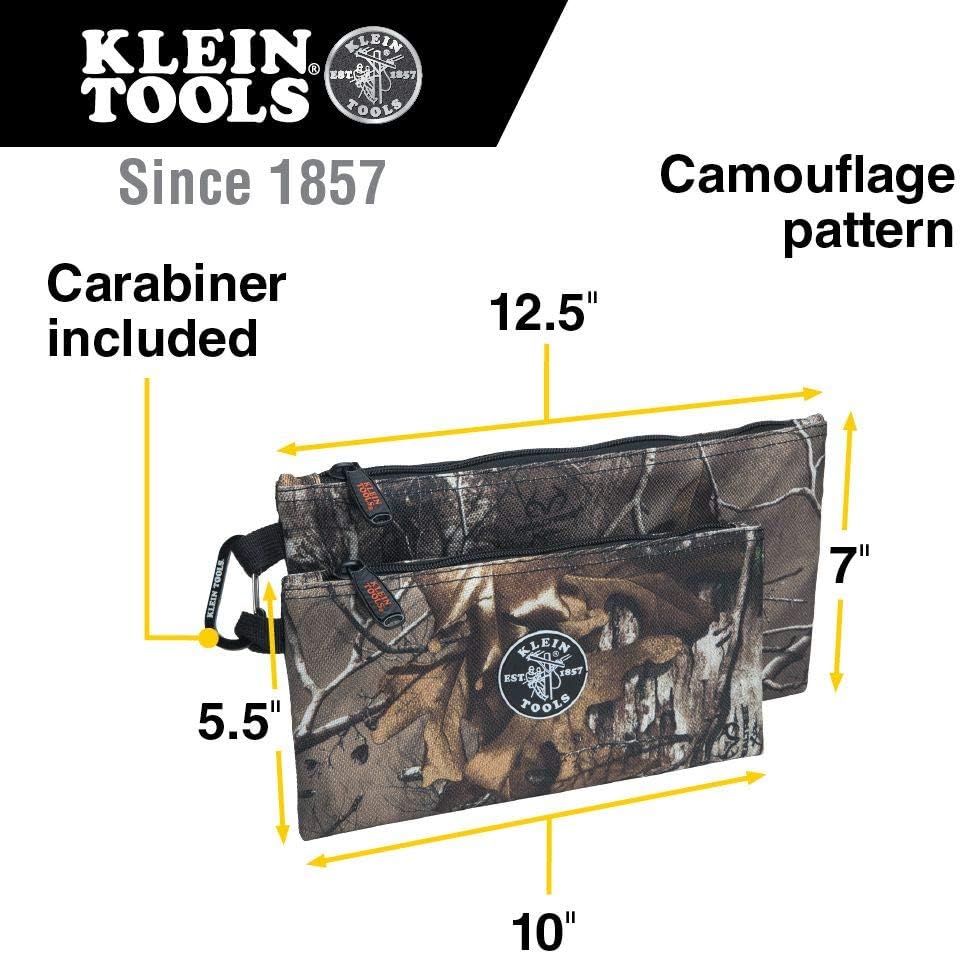 Zipper Bags, Camo Bags are 12.5 and 10-Inch, 1680d Ballistic Weave Camouflage 2-Piece Klein Tools 55560